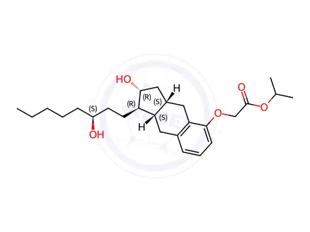 Chemical structure of Isopropyl 2-(((1R,2R,3aS,9aS)-2-hydroxy-1-((S)-3-hydroxyoctyl)-2,3,3a,4,9,9a-hexahydro-1H-cyclopenta[b]naphthalen-5-yl)oxy)acetate