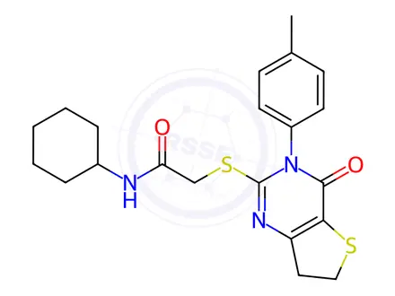 Chemical structure of N-Cyclohexyl-2-((4-oxo-3-(p-tolyl)-3,4,6,7-tetrahydrothieno[3,2-d]pyrimidin-2-yl)thio)acetamide