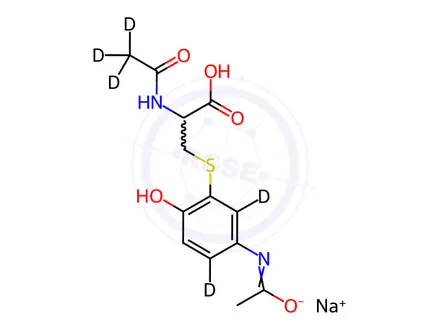 Chemical structure of 3-[N-Acetyl-L-cystein-S-yl] Acetaminophen-d5 Sodium Salt (Major)