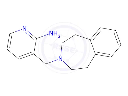 Chemical structure of 3-(2,3,4,5-tetrahydro-1H-3-benzazepin-3-ylmethyl)pyridin-2-amine