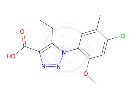 Chemical structure of 1-(4-Chloro-2-methoxy-5-methylphenyl)-5-ethyl-1H-1,2,3-triazole-4-carboxylic acid