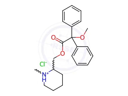 Chemical structure of Acetic acid, 2,2-diphenyl-2-methoxy-, (1-methyl-2-piperidyl)methyl est er, hydrochloride