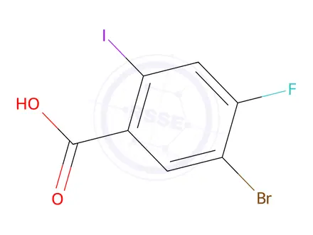 Chemical structure of 5-Bromo-4-fluoro-2-iodo-benzoic acid
