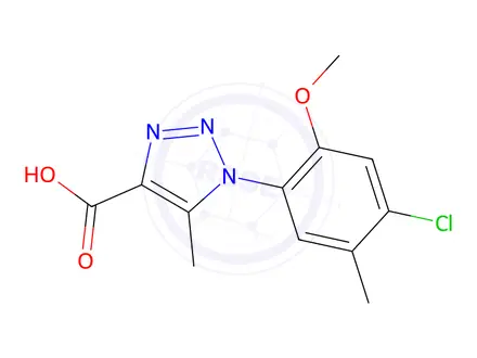 Chemical structure of 1-(4-chloro-2-methoxy-5-methylphenyl)-5-methyl-1H-1,2,3-triazole-4-carboxylic acid