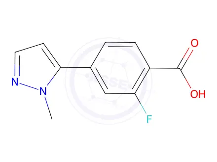 Chemical structure of 2-fluoro-4-(1-methyl-1h-pyrazol-5-yl)benzoic acid