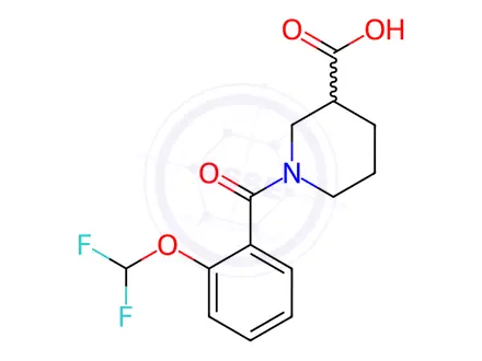 Chemical structure of 1-[2-(Difluoromethoxy)benzoyl]piperidine-3-carboxylic acid