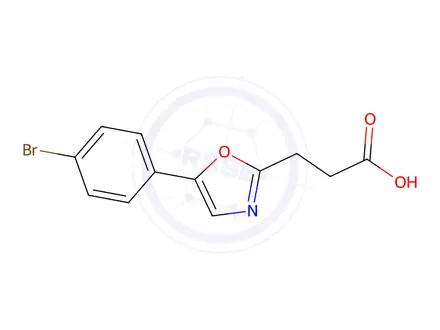 Chemical structure of 3-[5-(4-BROMOPHENYL)-1,3-OXAZOL-2-YL]PROPANOIC ACID