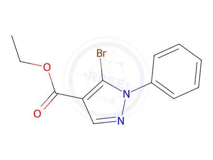 Chemical structure of Ethyl 5-bromo-1-phenyl-1H-pyrazole-4-carboxylate
