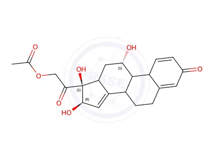 Chemical structure of 2-oxo-2-((11S,16R,17S)-11,16,17-trihydroxy-3-oxo-6,7,8,9,10,11,12,13,16,17-decahydro-3H-cyclopenta[a]phenanthren-17-yl)ethyl acetate