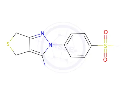 Chemical structure of 2-(4-Methanesulfonyl-phenyl)-2,6-dihydro-4H-thieno[3,4-c]pyrazol-3-ylamine