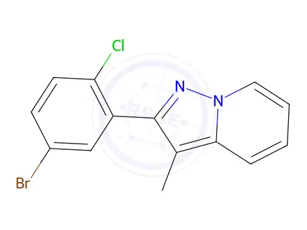 Chemical structure of 2-(5-Bromo-2-chlorophenyl)-3-methylpyrazolo[1,5-a]pyridine