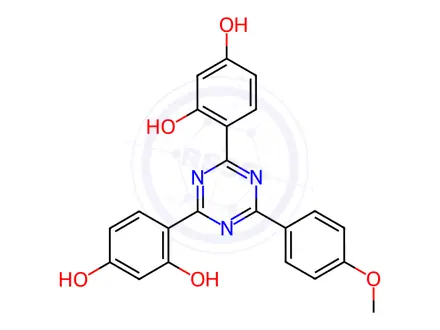 Chemical structure of 1,3-Benzenediol, 4,4'-[6-(4-methoxyphenyl)-1,3,5-triazine-2,4-diyl]bis-