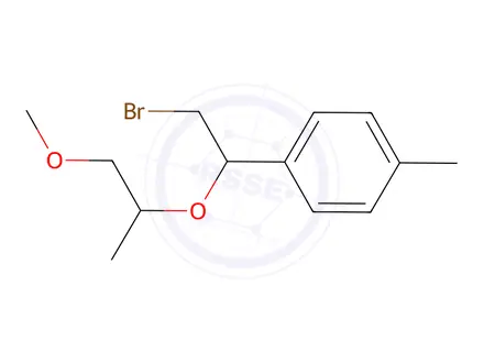 Chemical structure of 1-(2-Bromo-1-((1-methoxypropan-2-yl)oxy)ethyl)-4-methylbenzene