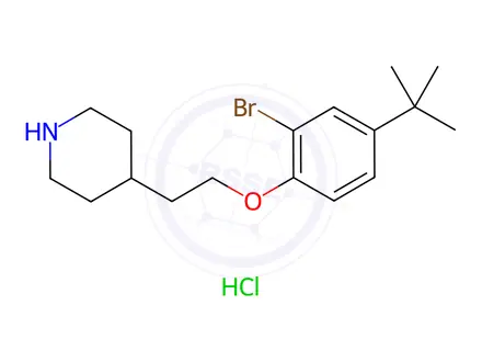 Chemical structure of 4-{2-[2-Bromo-4-(tert-butyl)phenoxy]-ethyl}piperidine hydrochloride