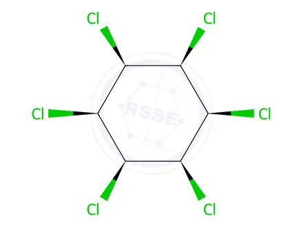 Chemical structure of (1R,2R,3s,4S,5S,6s)-1,2,3,4,5,6-hexachlorocyclohexane