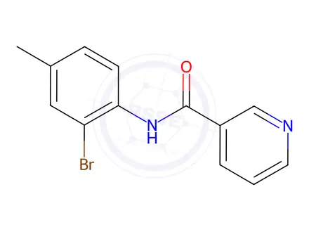 Chemical structure of N-(2-bromo-4-methylphenyl)nicotinamide