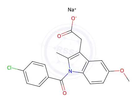 Chemical structure of Indomethacin sodium