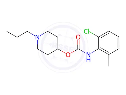 Chemical structure of 2-Chloro-6-methylcarbanilic acid 1-propyl-4-piperidinyl ester