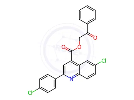 Chemical structure of 2-Oxo-2-phenylethyl 6-chloro-2-(4-chlorophenyl)quinoline-4-carboxylate