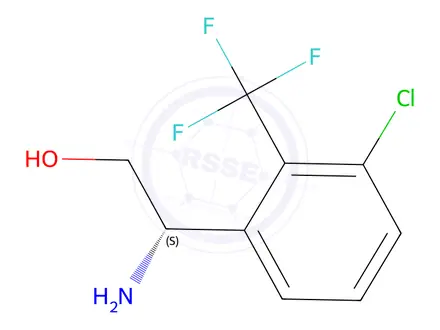 Chemical structure of (S)-2-amino-2-[3-chloro-2-(trifluoromethyl)phenyl]ethanol