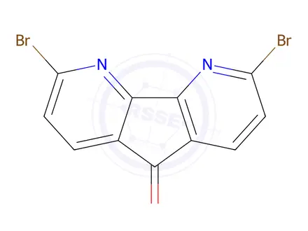 Chemical structure of 2,8-dibromo-5H-cyclopenta[1,2-b:5,4-b']dipyridin-5-one