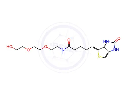 Chemical structure of 1H-Thieno[3,4-d]imidazole-4-pentanamide, hexahydro-N-[2-[2-(2-hydroxyethoxy)ethoxy]ethyl]-2-oxo