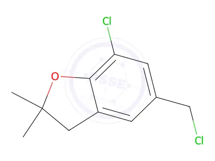 Chemical structure of 7-Chloro-5-(chloromethyl)-2,2-dimethyl-2,3-dihydro-1-benzofuran