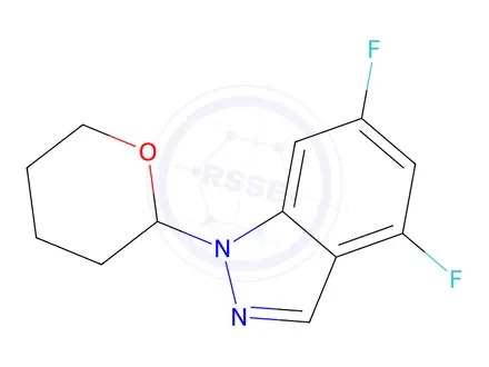 Chemical structure of 1H-Indazole, 4,6-difluoro-1-(tetrahydro-2H-pyran-2-yl)-