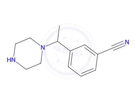 Chemical structure of 3-[1-(piperazin-1-yl)ethyl]benzonitrile