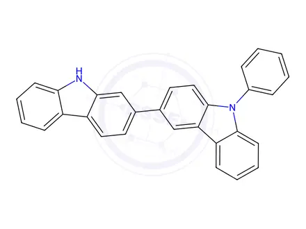 Chemical structure of 2,3'-Bi-9H-carbazole, 9'-phenyl-