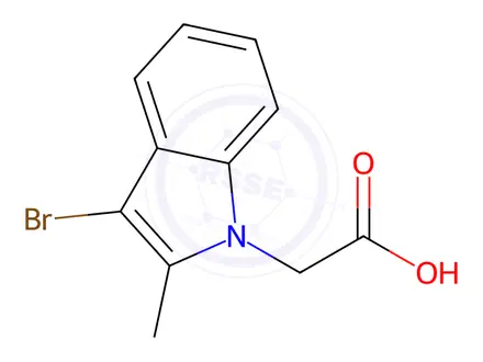 Chemical structure of 2-(3-bromo-2-methyl-1H-indol-1-yl)acetic acid