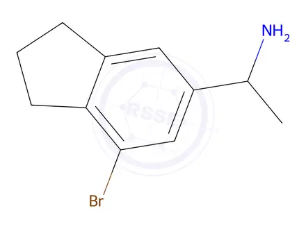 Chemical structure of 1-(7-Bromo-2,3-dihydro-1H-inden-5-yl)ethan-1-amine