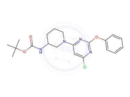Chemical structure of Tert-butyl (1-(6-chloro-2-phenoxypyrimidin-4-yl)piperidin-3-yl)carbamate
