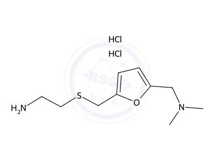 Chemical structure of 2-([(5-Dimethylamino)methylfuryl]thio)ethylamine Dihydrochloride