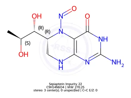 Chemical structure of rel-(R)-2-Amino-6-((1R,2S)-1,2-dihydroxypropyl)-5-nitroso-5,6,7,8-tetrahydropteridin-4(3H)-one