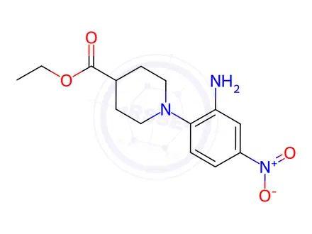 Chemical structure of ethyl 1-(2-amino-4-nitrophenyl)-4-piperidinecarboxylate