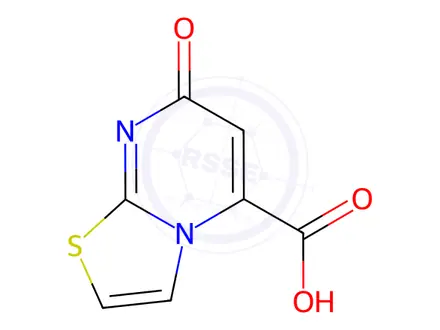 Chemical structure of 7-oxo-7H-[1,3]thiazolo[3,2-a]pyrimidine-5-carboxylic acid(SALTDATA: H2O)