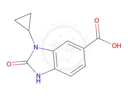 Chemical structure of 3-cyclopropyl-2-oxo-2,3-dihydro-1H-1,3-benzodiazole-5-carboxylic acid