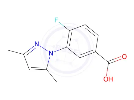 Chemical structure of 3-(3,5-Dimethyl-1H-pyrazol-1-yl)-4-fluorobenzoic acid