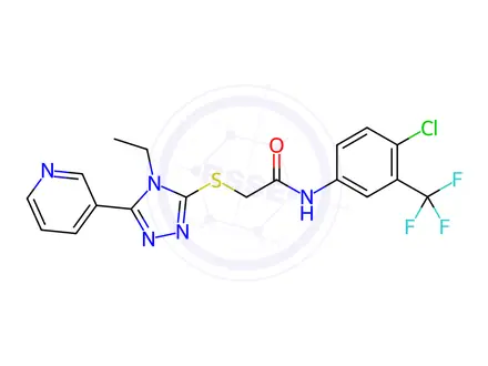 Chemical structure of N-(4-Chloro-3-(trifluoromethyl)phenyl)-2-((4-ethyl-5-(pyridin-3-yl)-4H-1,2,4-triazol-3-yl)thio)acetamide