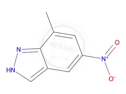 Chemical structure of 7-Methyl-5-nitro-1H-indazole, 97%
