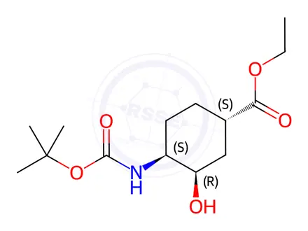 Chemical structure of ethyl (1S,3R,4S)-4-{[(tert-butoxy)carbonyl]amino}-3-hydroxycyclohexane-1-carboxylate
