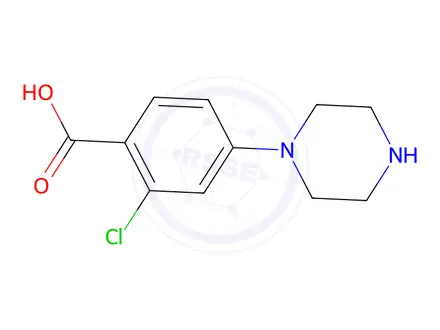 Chemical structure of 2-Chloro-4-piperazinobenzoic Acid