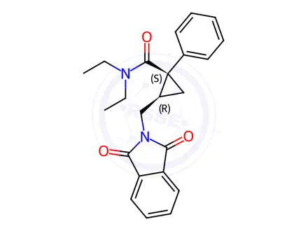 Chemical structure of (1S,2R)-2-[(1,3-Dioxoisoindol-2-yl)methyl]-N,N-diethyl-1-phenylcyclopropane-1-carboxamide