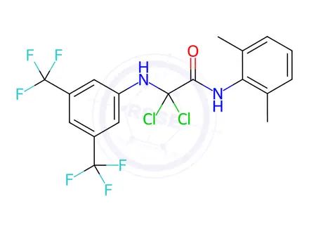 Chemical structure of N1-(2,6-dimethylphenyl)-2,2-dichloro-2-[3,5-di(trifluoromethyl)anilino]acetamide