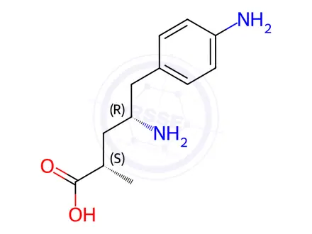 Chemical structure of (2S,4R)-4-amino-5-(4-aminophenyl)-2-methylpentanoic acid