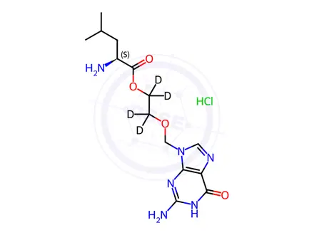Chemical structure of Acyclovir-d4 L-Leucinate
