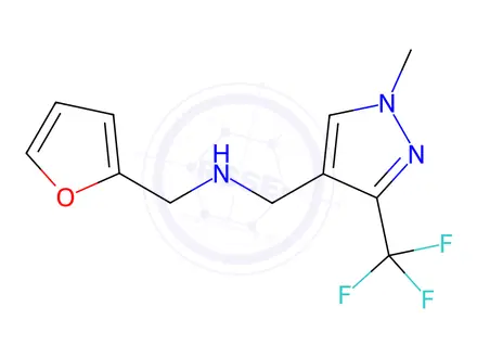 Chemical structure of 1-(2-furyl)-N-{[1-methyl-3-(trifluoromethyl)-1H-pyrazol-4-yl]methyl}methanamine