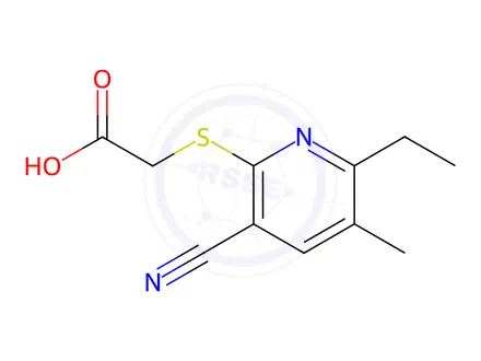 Chemical structure of 2-[(3-cyano-6-ethyl-5-methyl-2-pyridinyl)sulfanyl]acetic acid