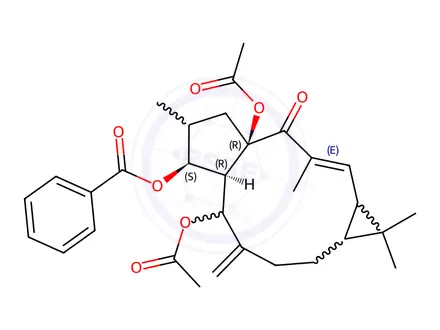 Chemical structure of 5,15-Diacetyl-3-benzoyllathyrol